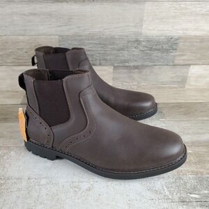 Nunn Bush Delton Mens Chelsea Boots Sz 11 W Brown Elastic Gore Slip On Plain Toe